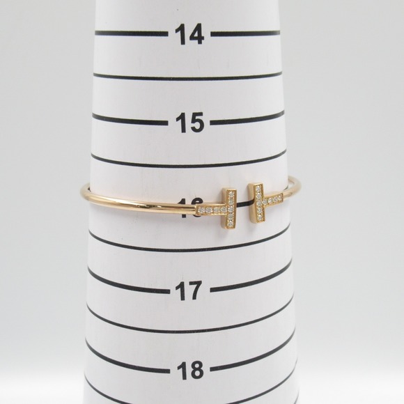 Tiffany T Wire Bracelet Pink Gold Diamond Clear White